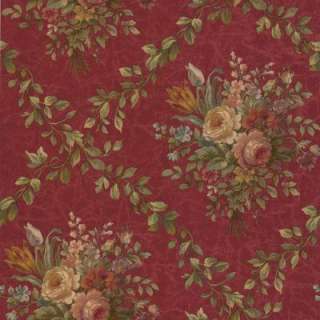 The Wallpaper Company 56 sq.ft. Red Floral Lattice Wallpaper WC1281155 