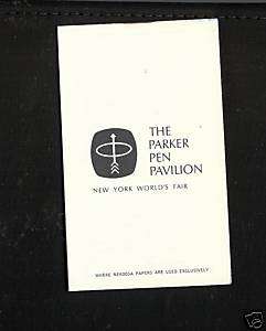 VTG 1964 1965 NEW YORK WORLDS FAIR PARKER PEN NOTEPAD  