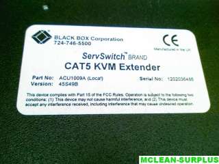 ServSwitch ACU1009A Black Box CAT5 Local KVM Extender  