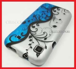 SAMSUNG VIBRANT 4G BLUE SILVER FLOWERS HARD COVER CASE  