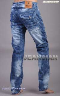 3mu Designer Mens Jeans Pants Denim Trouser Stylish Blue W28 30 32 34 