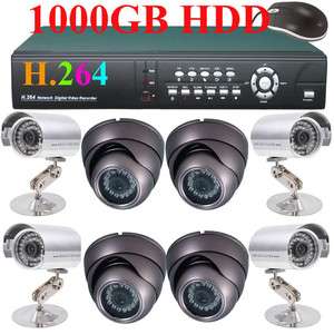 1TB H.264 CCTV DVR 8 Sony CCD Security Cameras System  