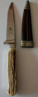 Antikes Jagdmesser Trachtenmesser mit Horngriff und Scheide Rehwappen 