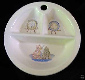 Vintage Childs Divided Pottery Decorated Plate Dish NR  