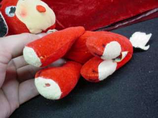 Vintage 1950s DAKIN DREAM PETS DOG DOLL Toy RED VELVETEEN Tagged JAPAN 
