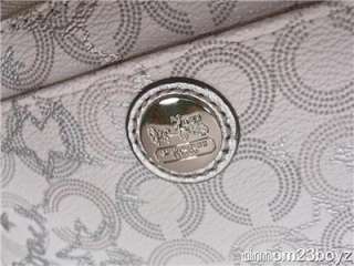 New NWT Coach Waverly White Snow Queen Signature Wallet Silver Stars 