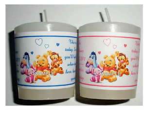 WINNIE THE POOH BABY SHOWER FAVORS VOTIVE CANDLE LABELS  