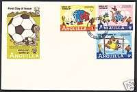 ANGUILLA 1982 SPAIN SOCCER WORLD CUP CARTOON STAMPS FDC  
