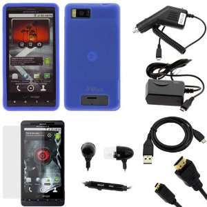  GTMax Blue Silicone Skin Cover Case + Car Charger + Travel 