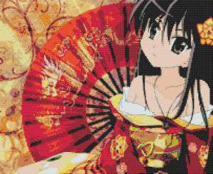 Anime Geisha Girl Counted Cross Stitch Kit  