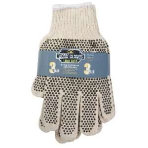 Custom Leathercraft PK2005 Knit Gloves with PVC Dots, 3 Pack