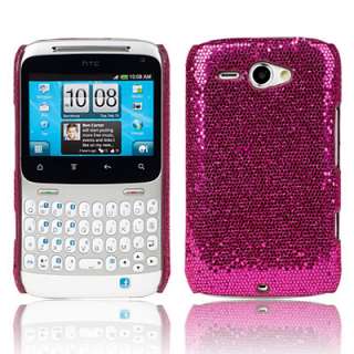HOT PINK SPARKLE GLITTER HARD CASE COVER FOR HTC CHACHA  