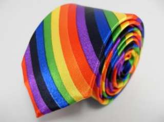 Ties Unlimited Regenbogen schmale Krawatte  Bekleidung