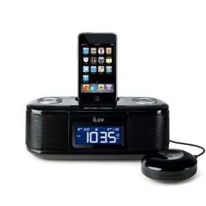  iLuv Black Dual Alarm Clock with Bed Shaker for your iPod 