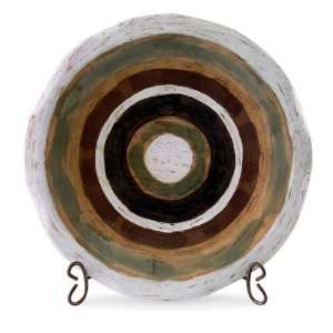 IMAX Contemporary Platter with Stand Pottery with Circular Designs 