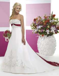 auf Lager Brautkleid Abendkleid Weiß+Rot Hochzeitskleid  