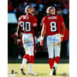  Steve Young/Jerry Rice Signed 49ers 16x20 Back Shot 