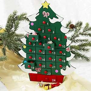 Galerie Wooden Advent Christmas Tree Calendar with Candy 