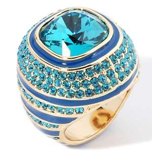 AKKAD Starry Nights Indicolite Color Crystal and Blue Enamel Ring at 
