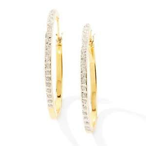 Technibond® Diamond Accented Round Hoop Earrings with Diamond 
