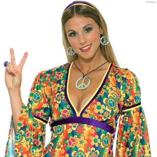Hippie Peace Sign Necklace and Earrings 