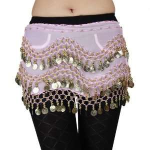 Chiffon Dangling Gold Coins Belly Dance Hip Scarf, Vogue 