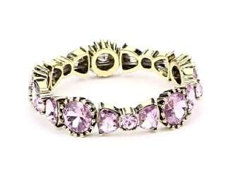    Betsey Johnson Iconic Pink Crystal Bow Stretch Bracelet Jewelry