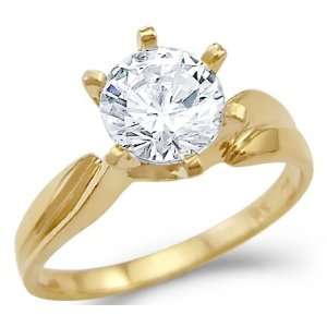   10.5   Solid 14k Yellow Gold Ladies Solitaire Engagement CZ Cubic 