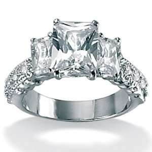   Emerald Cut and Round DiamonUltra™ Cubic Zirconia Ring Jewelry