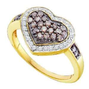   Gold .51CT Brilliant Diamond Heart Ring Featuring Chocolate Diamonds