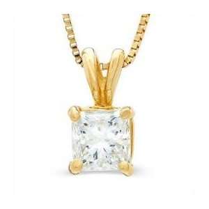   White Gold Princess Cut Solitaire Diamond Pendant (0.75 ctw, H I/SI