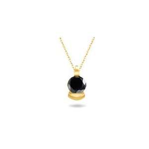   AAA Round Black Diamond Solitaire Pendant in 14K Yellow Gold Jewelry