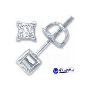   14K White Gold Princess Cut Diamond Stud Earrings (0.25 TCW) Jewelry
