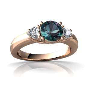    14k Rose Gold Round Created Alexandrite Ring Size 8 Jewelry