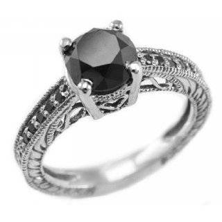  1.65ct Fancy Black Diamond Engagement Ring Antique Style 