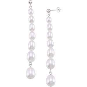   Silver 5.50 9.50 Mm Freshwater Cultured Pearl earrings Jewelry