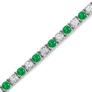  10k White Gold Diamond and Emerald Bracelet SZUL Jewelry