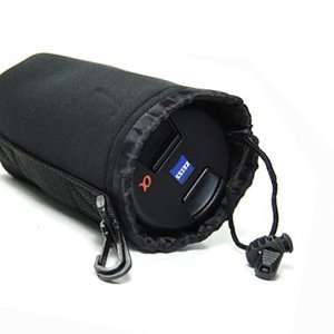  Black Meduim DSLR camera Drawstring Soft Neoprene Lens Pouch Bag 