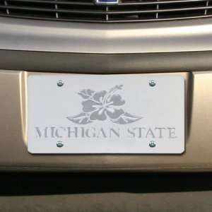   State Spartans Satin Mirrored Hibiscus License Plate Automotive