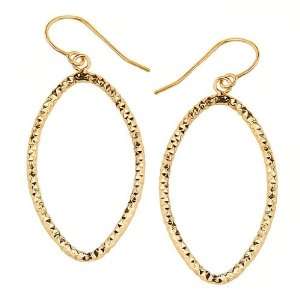 Yellow Gold High Polish Oval Shape Fluted Fish Hook Earrings for Women 