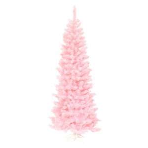 Pre Lit Pink Flocked Mesabi Pine Pencil Christmas Tree   Clear 