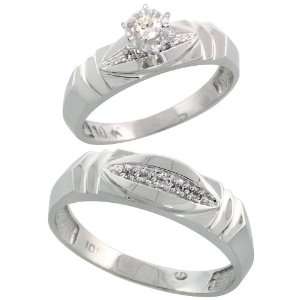  Sterling Silver 2 Piece Diamond Ring Set ( Engagement Ring 