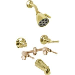 Polished Brass 2 Handle Bathtub Tub Shower Head Faucet  