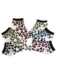 Lot of 3 Pairs Assorted Colors Leopard Ped Socks (Size 9 11)