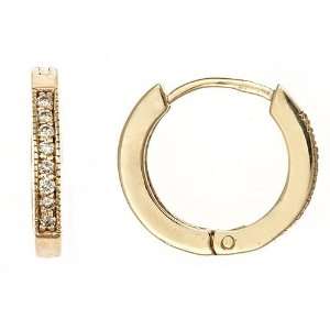   Gold Pave Diamond Huggie Hoop Earring (0.15 Cttw, SI Clarity, H Color