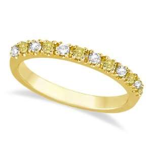 Yellow Canary and White Diamond Stackable Ring Band 14k Gold (0.25ct)