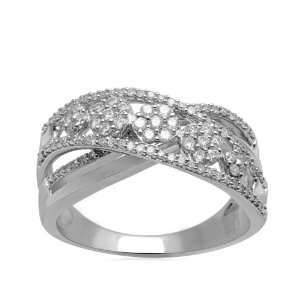 Sterling Silver Diamond Bridge Ring (1/2 Cttw, I J Color, I3 Clarity 