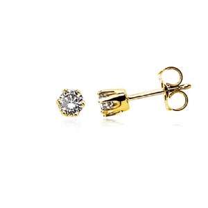    1/5 Carat Diamond Stud Earrings   14 Karat Yellow Gold Jewelry