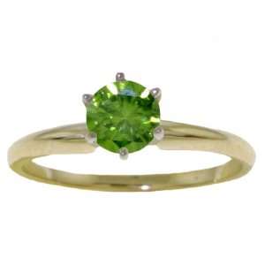   cttw, ctw) Round Cut Green Diamond 14k Gold Solitaire Engagement Ring