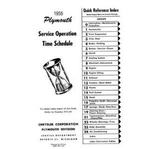  1955 1956 PLYMOUTH Service Time Operation Schedule 